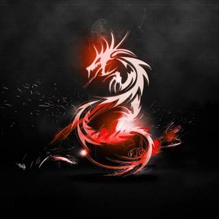 Red neon dragon wallpaper