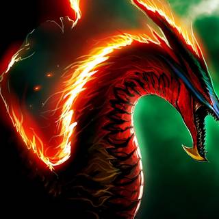 Red neon dragon wallpaper