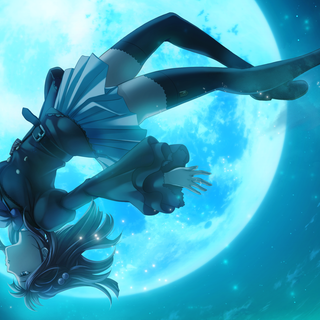 Girl with moon wallpaper