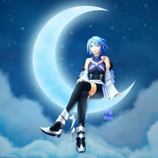 Girl with moon wallpaper
