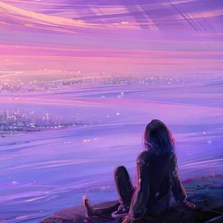 Girl with moon wallpaper