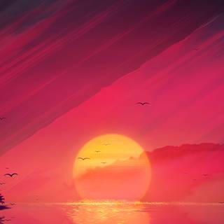 Illustration sunset 4k wallpaper
