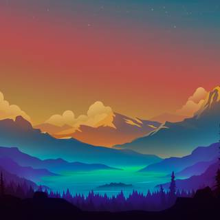 Illustration sunset 4k wallpaper