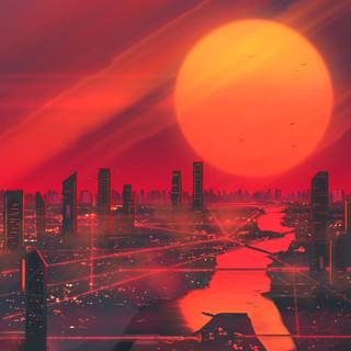 Illustration sunset 4k wallpaper