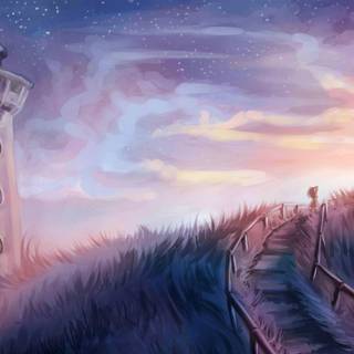 Illustration lighthouse 4k wallpaper