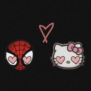 Hello Kitty and Spider-Man wallpaper