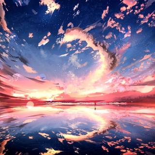 Sunset anime 4k ultra wallpaper