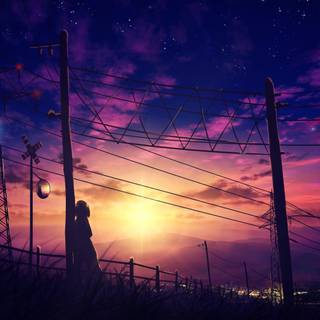 Sunset anime 4k ultra wallpaper