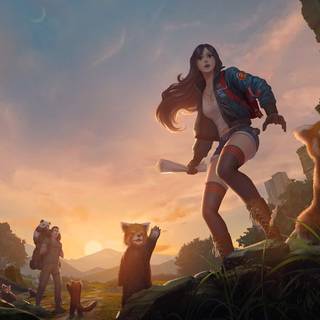 Red panda fantasy wallpaper