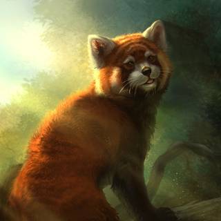 Red panda fantasy wallpaper