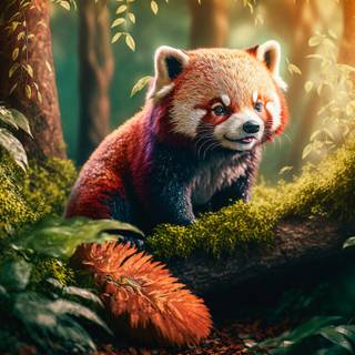 Red panda fantasy wallpaper