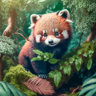 Red panda fantasy wallpaper