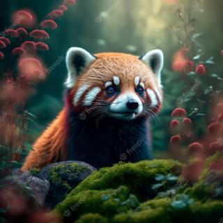 Red panda fantasy wallpaper