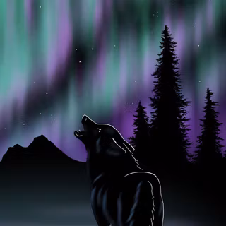 Wolf northern lights wallpaper