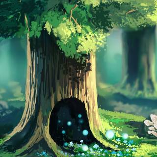 Magic spring tree wallpaper