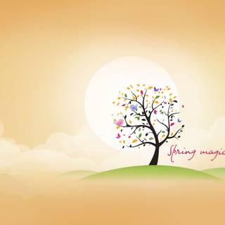 Magic spring tree wallpaper