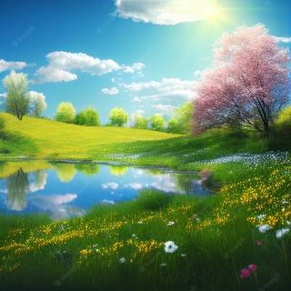 Magic spring tree wallpaper