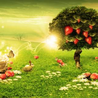 Magic spring tree wallpaper