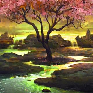 Magic spring tree wallpaper