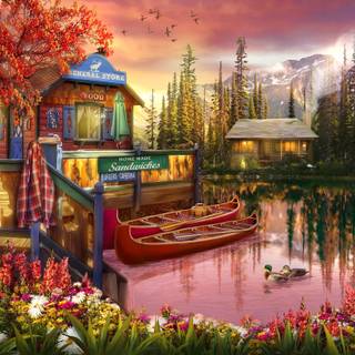 Lakeshore serenity wallpaper