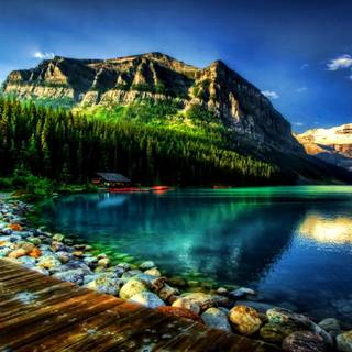 Lakeshore serenity wallpaper