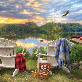 Lakeshore serenity wallpaper