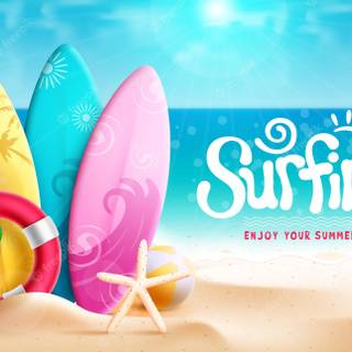 Surfing summer wallpaper