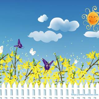 Spring cartoon desktop wallpaper
