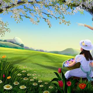 Spring cartoon desktop wallpaper