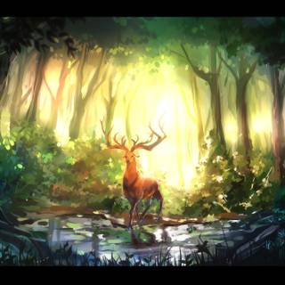 Deer in forest wallpaper