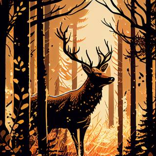 Deer in forest wallpaper