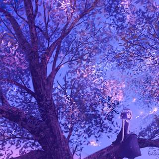 Purple anime phone wallpaper