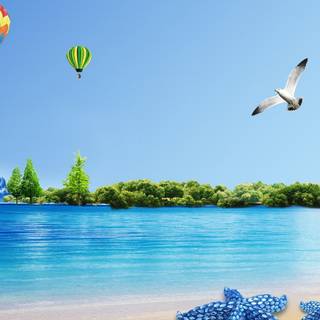 Spring beach laptop wallpaper