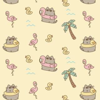 Kawaii cats summer wallpaper