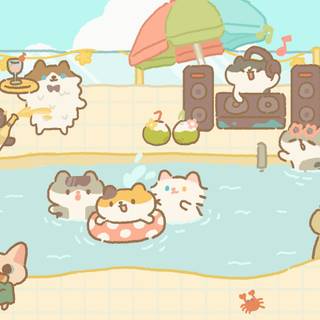 Kawaii cats summer wallpaper