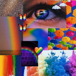 Rainbow summer collage wallpaper