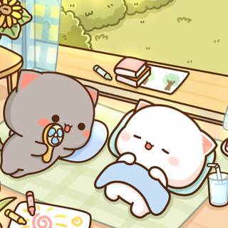 Kawaii cats summer wallpaper