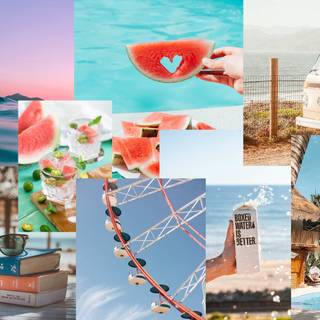 Rainbow summer collage wallpaper