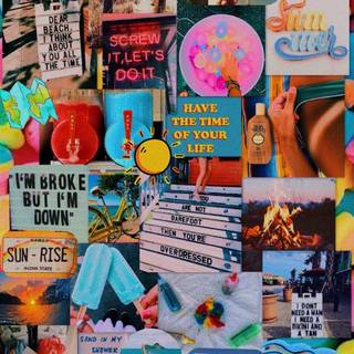 Rainbow summer collage wallpaper