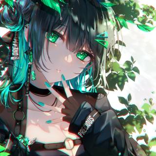 Anime girl green wallpaper