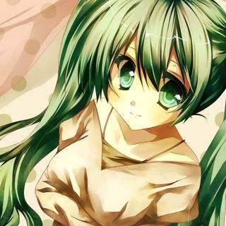 Anime girl green wallpaper