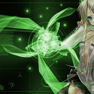 Anime girl green wallpaper