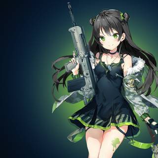 Anime girl green wallpaper