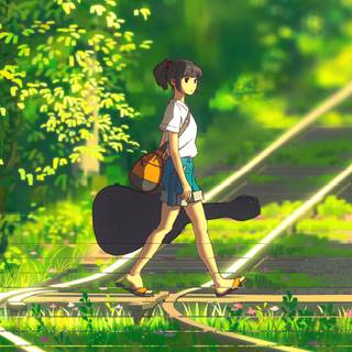 Anime girl green wallpaper