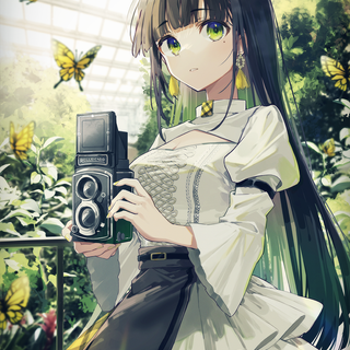 Anime girl green wallpaper