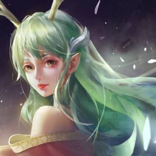 Anime girl green wallpaper