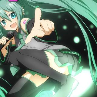 Anime girl green wallpaper