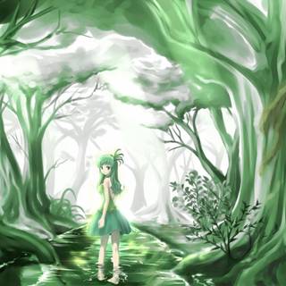 Anime girl green wallpaper