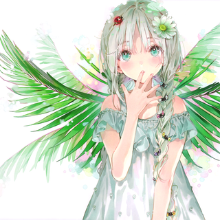 Anime girl green wallpaper