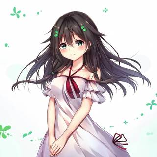 Anime girl green wallpaper